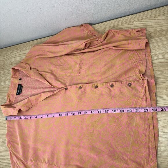 Prana Iguala Camp Shirt Womens Size XL Rayon Flowy Cropped Orange Tropical - Picture 8 of 11